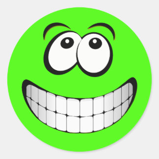 Pegatina Redonda Green Crazy Eyes Face