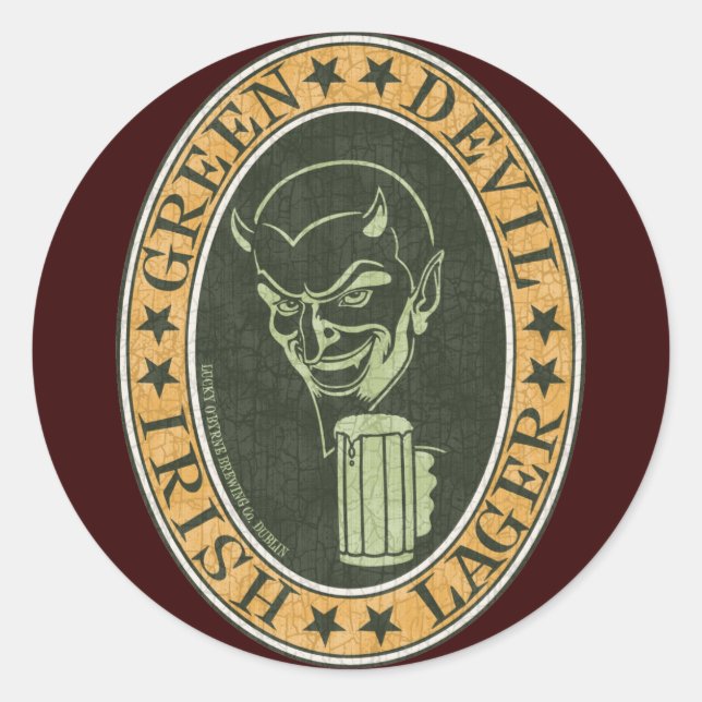 Pegatina Redonda Green Devil Lager (Anverso)