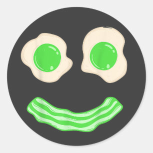 Pegatina Redonda Green Eggs Ham Smile Face Brunch Breakfast