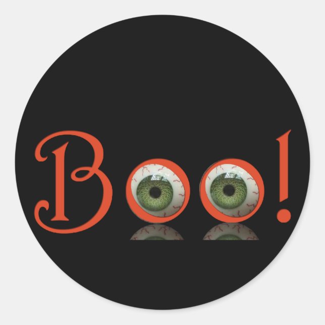 Pegatina Redonda ¡Green Eyed Boo! Halloween (Anverso)