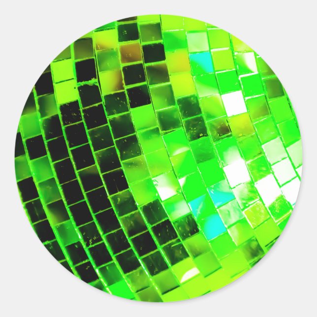 Pegatina Redonda Green Funky Disco Ball (Anverso)