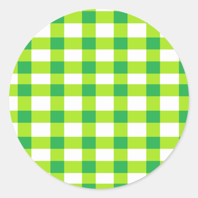 Pegatina Redonda Green Gingham (Anverso)