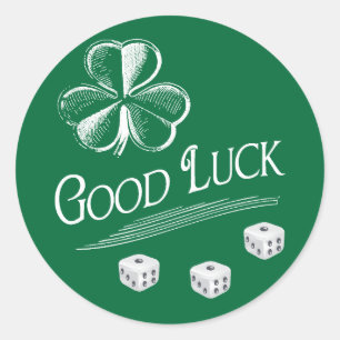 Pegatina Redonda Green Good Lucky Bunco Dice