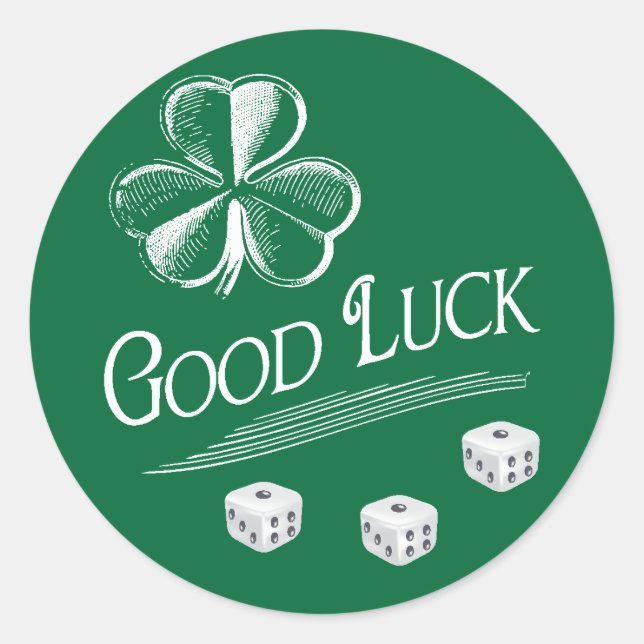 Pegatina Redonda Green Good Lucky Bunco Dice (Anverso)