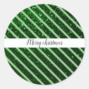Pegatina Redonda Green Happy xmas glitter luxe background