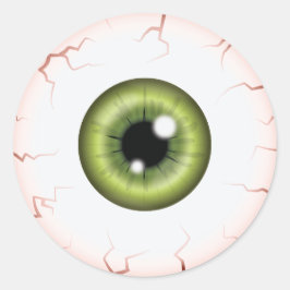 Pegatina Redonda Green Iris Eyeball Scary Blooshot Halloween Eye