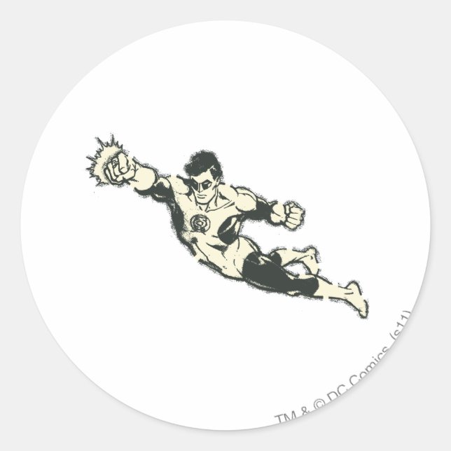 Pegatina Redonda Green Lantern Punches Grunge (Anverso)