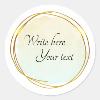 Pegatina Redonda Green Lime Watercolor Circle Gold Elegant