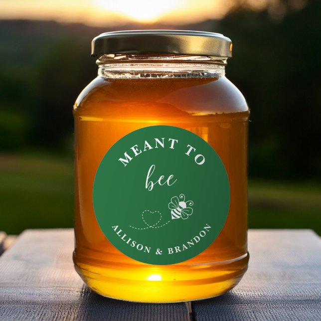 Pegatina Redonda Green Meant to Bee Jar Label, Wedding Favor Honey  (Subido por el creador)