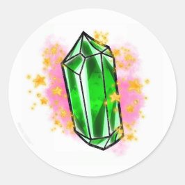 Pegatina Redonda Green mystical radiant gemstone sticker