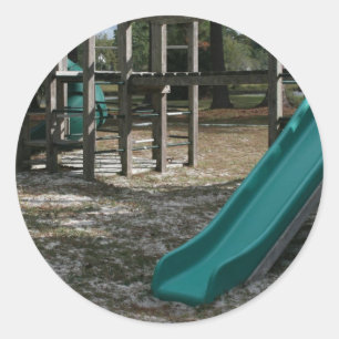 Pegatina Redonda Green Playground slide, sala de fitness de jungla 