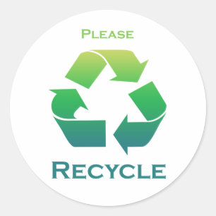 Pegatina Redonda Green Please Recycle Pegatinas