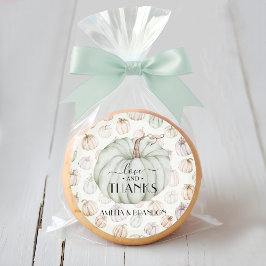 Pegatina Redonda Green Pumpkin Baby Shower Gracias