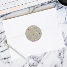 Green Purple Retro Y2K Funky Hippie Flower Pattern