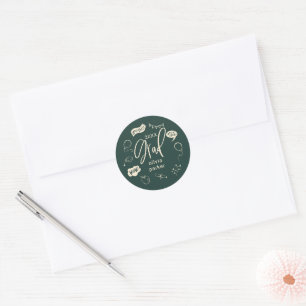 Pegatina Redonda Green Quirky Doodle Graduation Party Favor