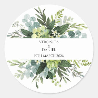 Pegatina Redonda Green Rustic Wedding Circle Sticker