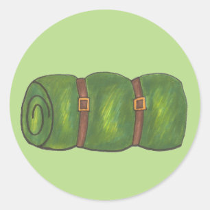 Pegatina Redonda Green Sleeping Bag Summer Sleepaway Camp