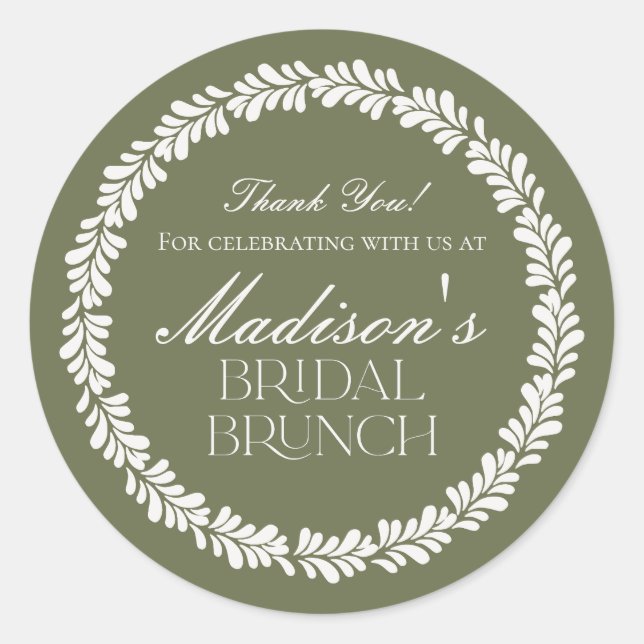 Pegatina Redonda Green Talavera Tile Español Fiesta Bridal Brunch (Anverso)