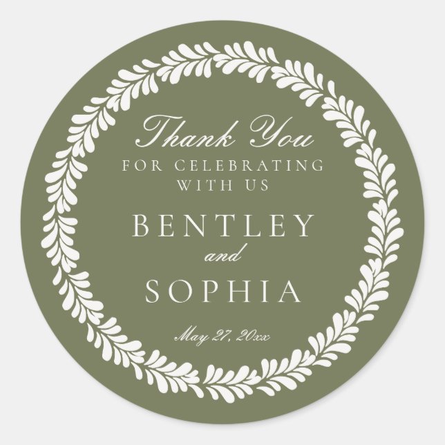 Pegatina Redonda Green Talavera Tile Español Fiesta Wedding Favor (Anverso)