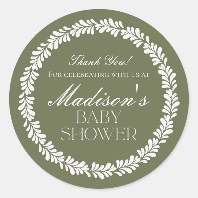 Pegatina Redonda Green Talavera Tile Spanish Fiesta Baby Shower (Anverso)