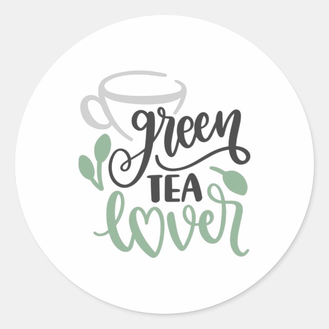 Pegatina Redonda Green tea lover (Anverso)