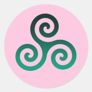 Pegatina Redonda Green Triskele Pastel Pink