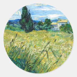 Pegatina Redonda Green Wheat Field with Cypress (1889) Van Gogh Art