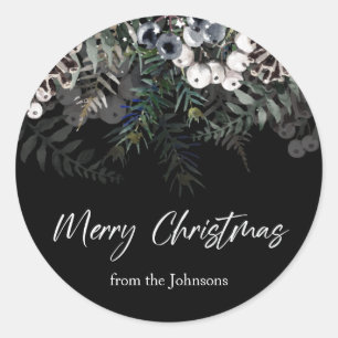 Pegatina Redonda Green White Black Christmas Sticker