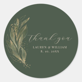 Pegatina Redonda Greeneration Gold Leaf Boda Gracias