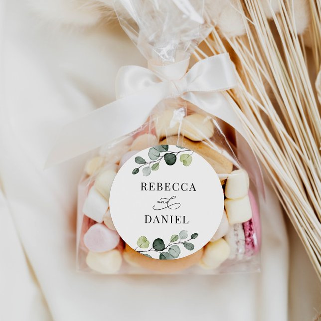 Pegatina Redonda Greenery Eucalyptus Boda personalizada (Subido por el creador)