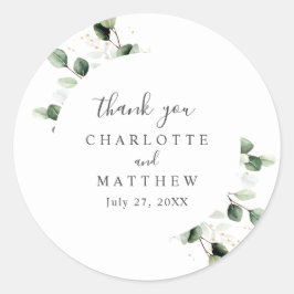 Pegatina Redonda Greenery Eucalyptus Gracias Boda De Oro
