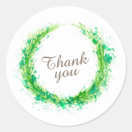 Pegatina Redonda Greenery gracias boda o ocasiones pegatinas