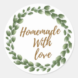 Pegatina Redonda Greenery 'Homemade with Love' Round Sticker