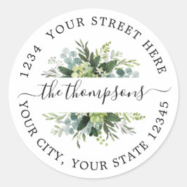 Pegatina Redonda Greenery watercolor floral Classic Round Sticker