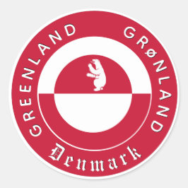 Pegatina Redonda Greenland Stickers, Bear, Patriotic Greenland Flag