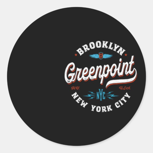 Pegatina Redonda Greenpoint Brooklyn New York (Anverso)