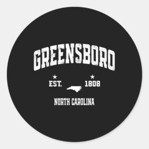 Pegatina Redonda Greensboro Carolina del Norte Bandera Atlética Thr