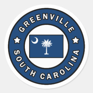 Pegatina Redonda Greenville Carolina del Sur