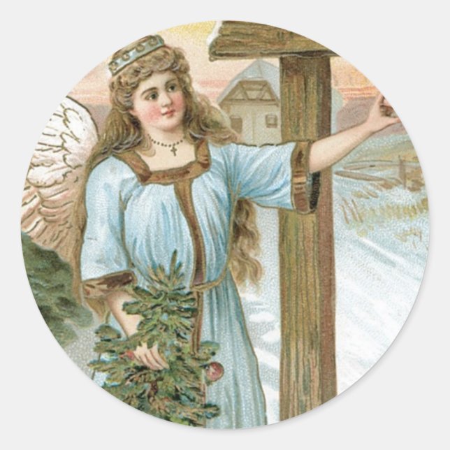 Pegatina Redonda Greetings Angel (Anverso)