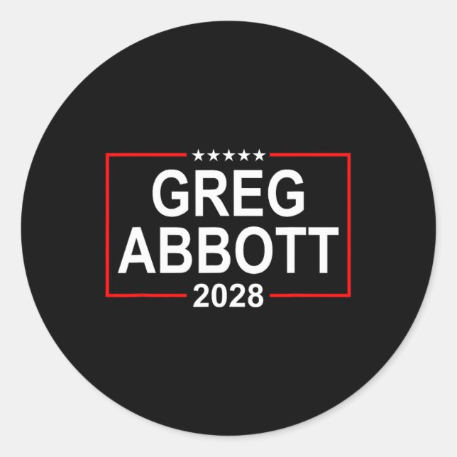 Pegatina Redonda Greg Abbott 2028 Presidential Election July 4th Re (Anverso)