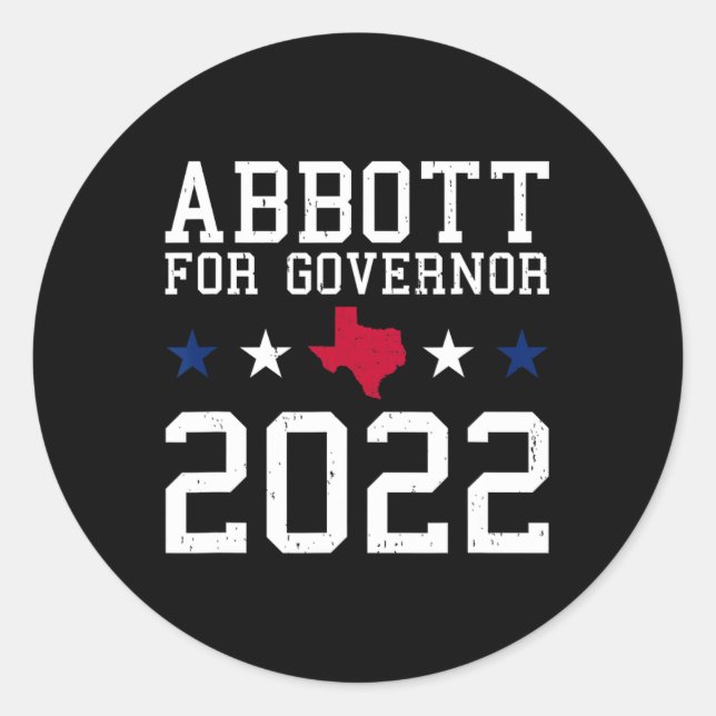 Pegatina Redonda Greg Abbott For Governor Election July 4th Republi (Anverso)