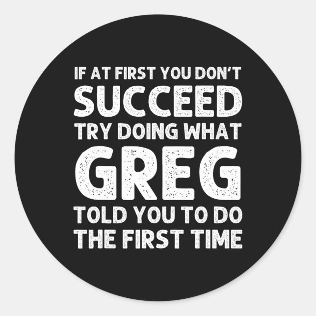 Pegatina Redonda GREG Gift Name Personalized Birthday Fun Navidades (Anverso)