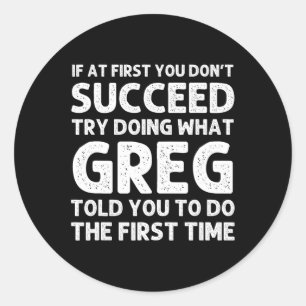 Pegatina Redonda GREG Gift Name Personalized Birthday Fun Navidades