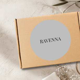 Pegatina Redonda Greige Lujo Serif Nombre Personalizado Personaliza
