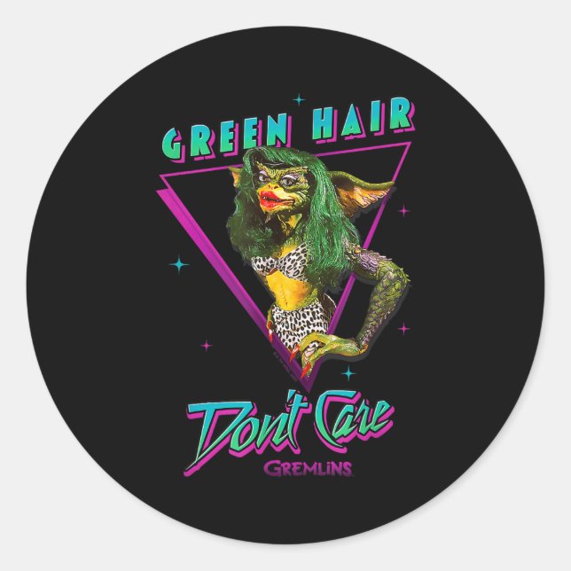 Pegatina Redonda Gremlins - Green Hair Don't Care  (Anverso)