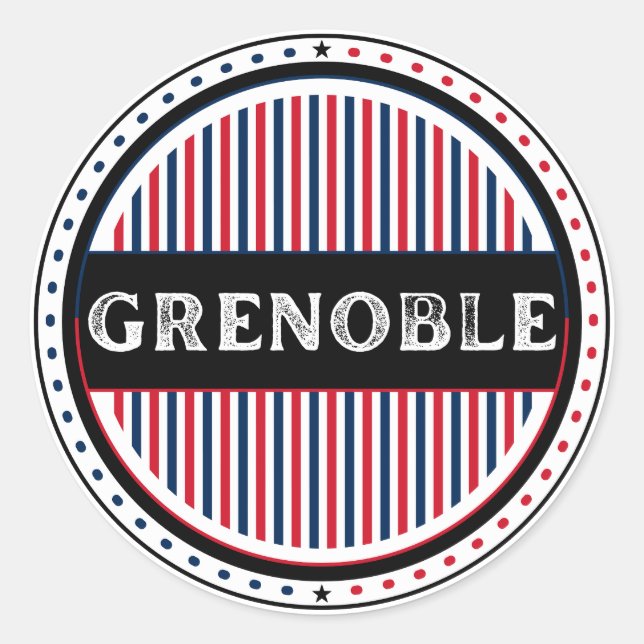 Pegatina Redonda Grenoble City Pride Emblem – French Identity (Anverso)