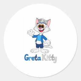 Pegatina redonda Greta Kitty