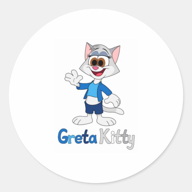 Pegatina redonda Greta Kitty (Anverso)