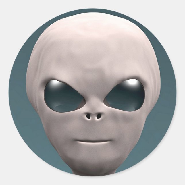 Pegatina Redonda Grey Alien (Anverso)
