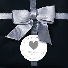 Pegatina Redonda Grey Heart Love & Thanks Supporting Small Business